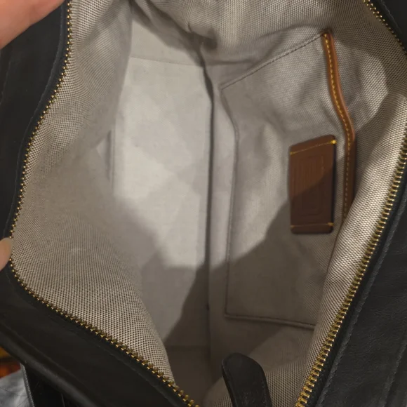 Coach Black Leather Shoulder Bag with Gold Accents - Picture 4 of 8